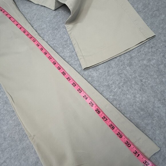 EXPRESS Editor Pants Womens Sz 0 Low Rise Flare Khaki Tan Y2K Cotton Stretch - Picture 5 of 13